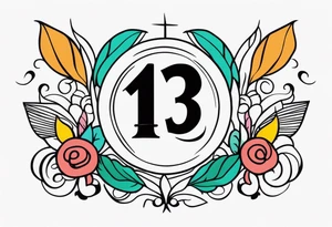 I would like a tattoo, featuring only 
number 13 in a colorful old school style. tattoo idea