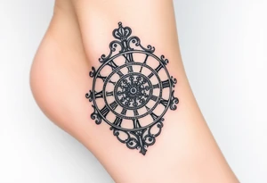 vintage roman numerals within ornate clockwork mechanism tattoo idea