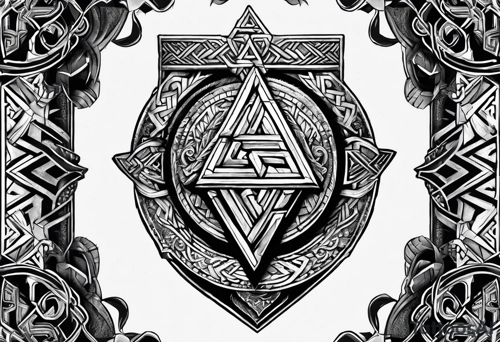 Valhalla shield valknut axe steps tattoo idea Valhalla shield valknut axe steps tattoo idea