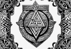 Valhalla shield valknut axe steps tattoo idea