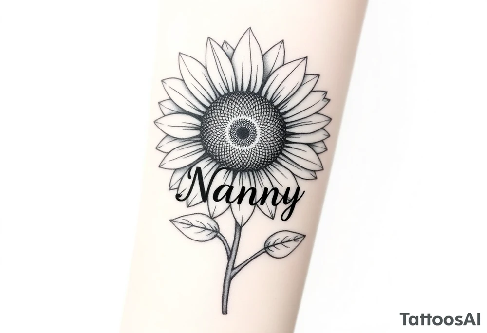 sunflower with the word Nanny as the stem tattoos tattoo idea