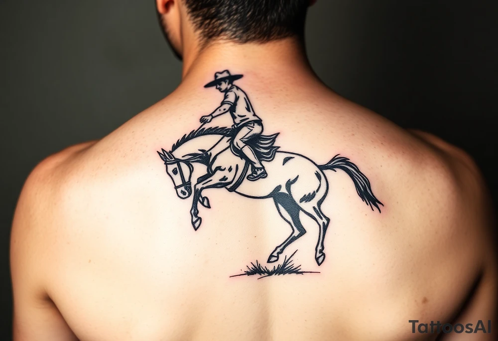 Cowboy riding a bucking horse tattoo idea