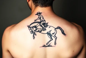 Cowboy riding a bucking horse tattoo idea