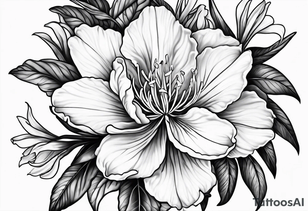 Azalea flowers Fine-Line with dark shading tattoo idea