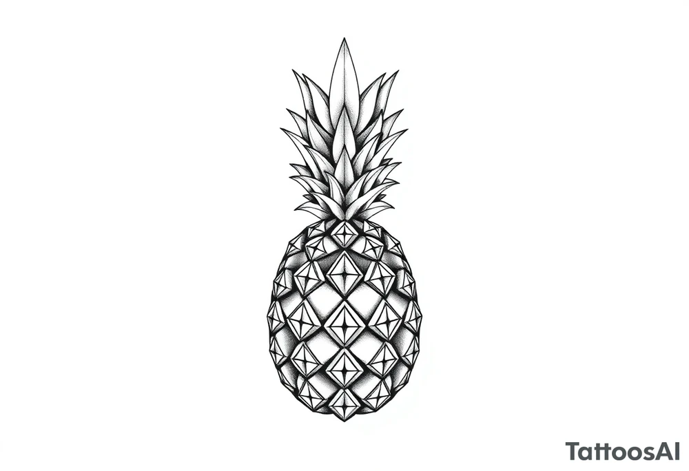 pineapple with diamonds and magestic, crown, vagina, anus, pubic tattoo idea