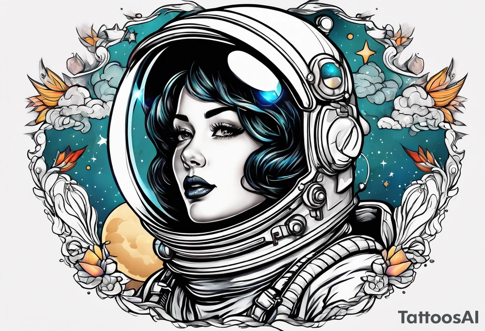 Astronaut pinup girl tattoo idea