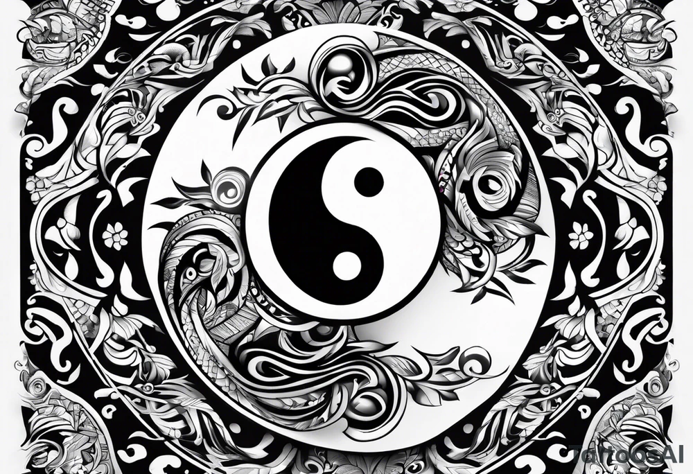 Ying yang with tribal tattoo idea