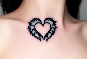 A black-and-gray shaded wolf paw forming a heart, with sharp fur details and intense shading for a bold, mystical look tattoo idea