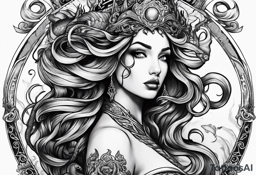 Medusa mermaid tattoo idea