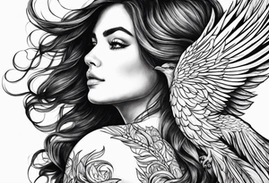 Woman rising into the phoenix tattoo idea