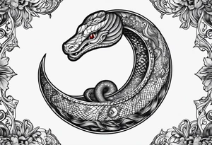 crescent moon with a snake wrapped around it tattoo idea