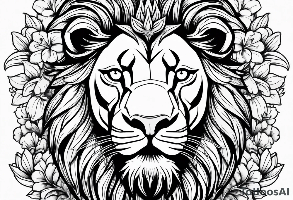 Lion, Blossom, Noble tattoo idea