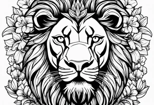 Lion, Blossom, Noble tattoo idea