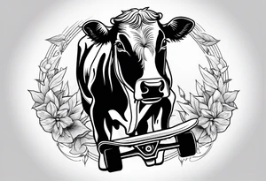 Cow riding skateboard tattoo idea