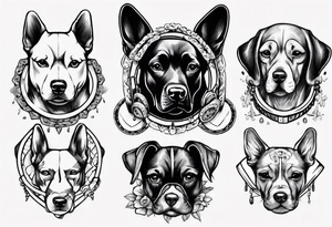 a dog with 6
 collars tattoo idea