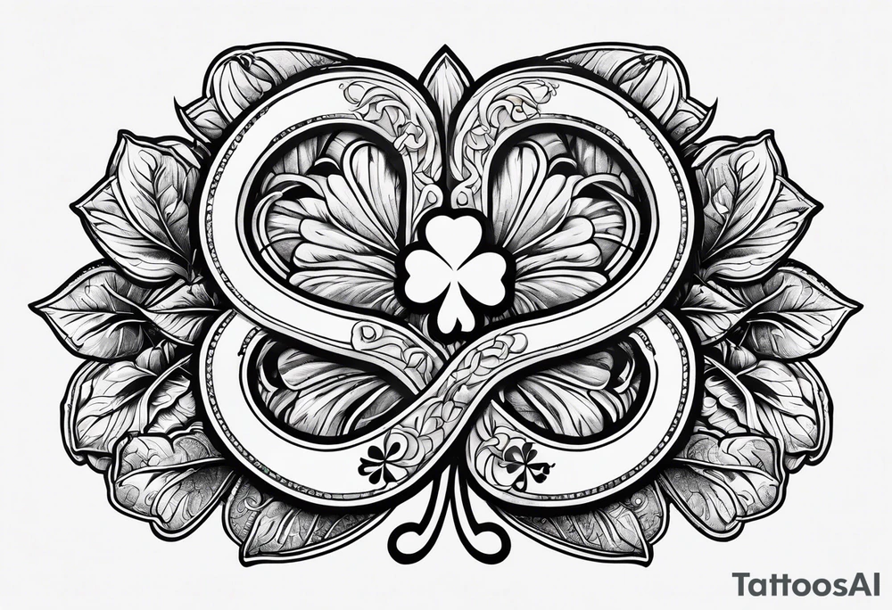 4 leaf clover with horseshoe and dice tattoo idea
