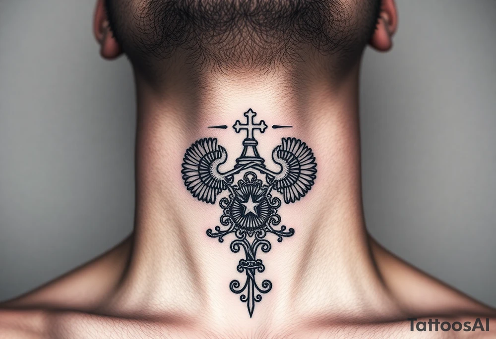 russian christian orthodox church military neck design front facing tattoo idea
