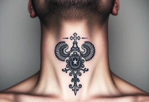 russian christian orthodox church military neck design front facing tattoo idea