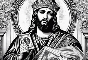 San Judas with money tattoo idea