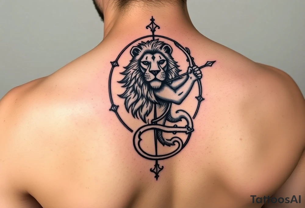 Leo zodiac sign and Sagittarius together tattoo idea