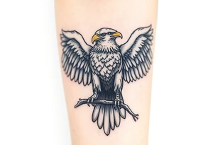 A majestic Moravian eagle perched on a branch, its wings spread wide, symbolizing freedom and strength tattoo idea