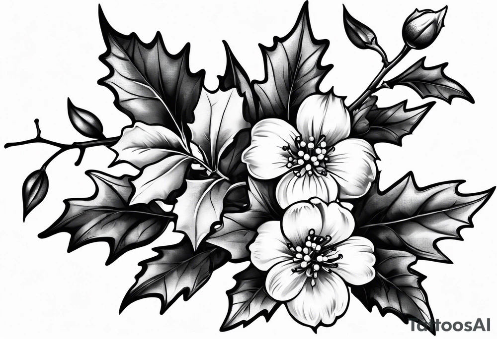holly flower stem no flower tattoo idea