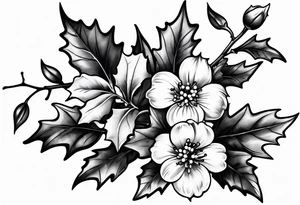 holly flower stem no flower tattoo idea