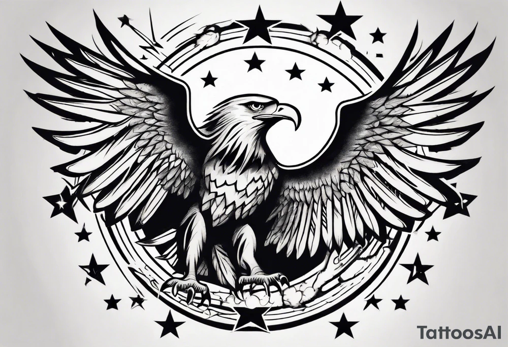 eagle taking flight, surrounded by four stars tattoo idea eagle taking flight, surrounded by four stars tattoo idea