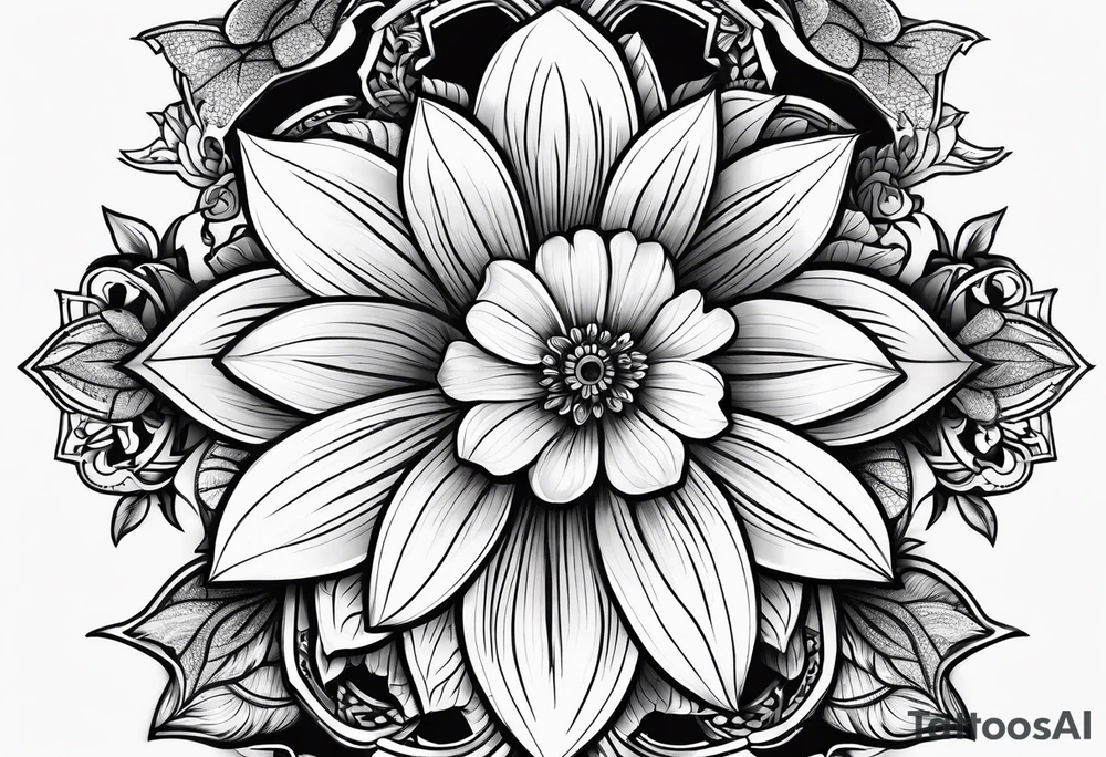 Initials R, E, J incorporated into a flower tattoo design tattoo idea Initials R, E, J incorporated into a flower tattoo design tattoo idea