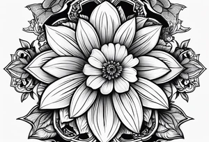 Initials R, E, J incorporated into a flower tattoo design tattoo idea