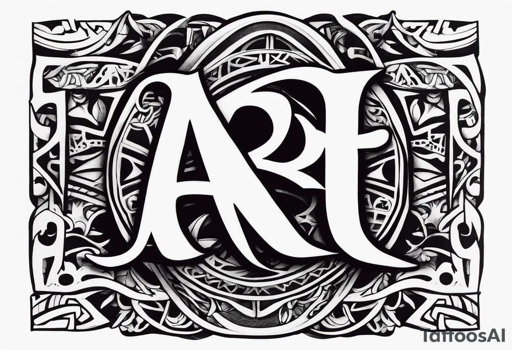the letters A R in the middle of a ninja headband tattoo idea