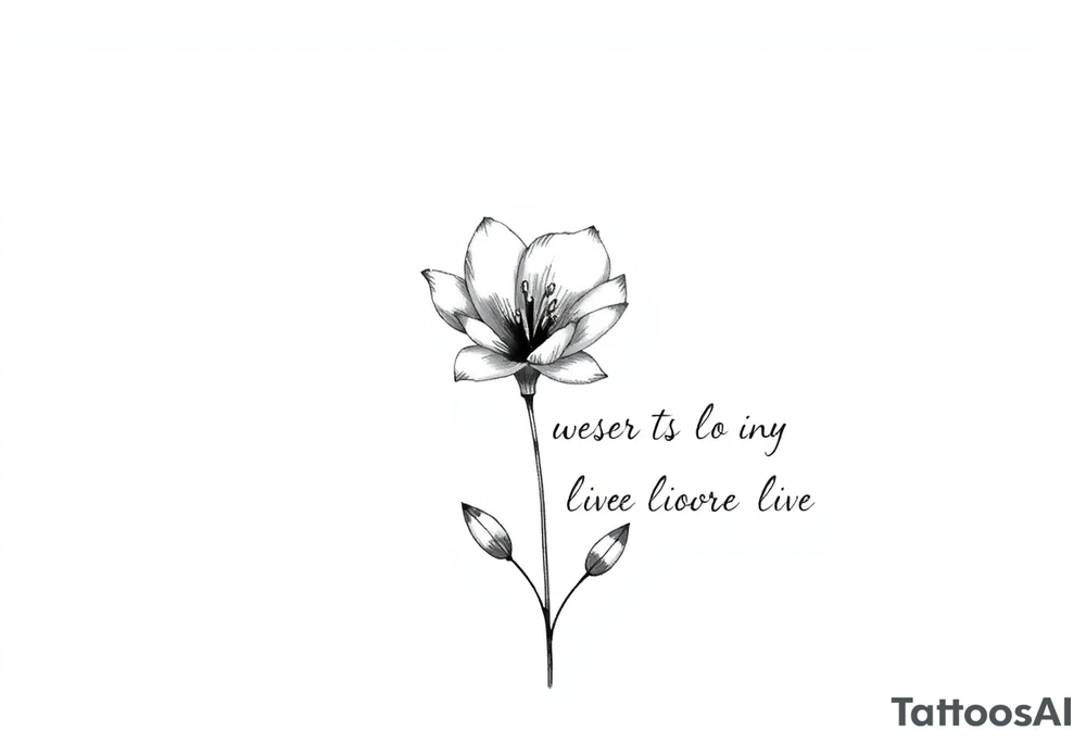 "She gave me a reason to live" as the stem blooming into a flower tattoo idea