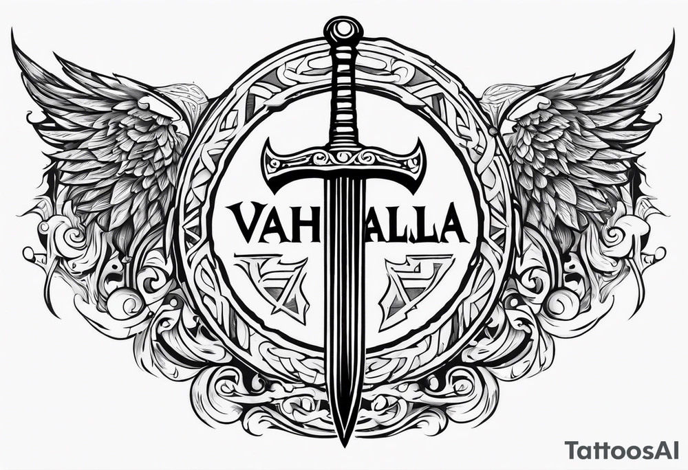 Valhalla sword ship shield tattoo idea