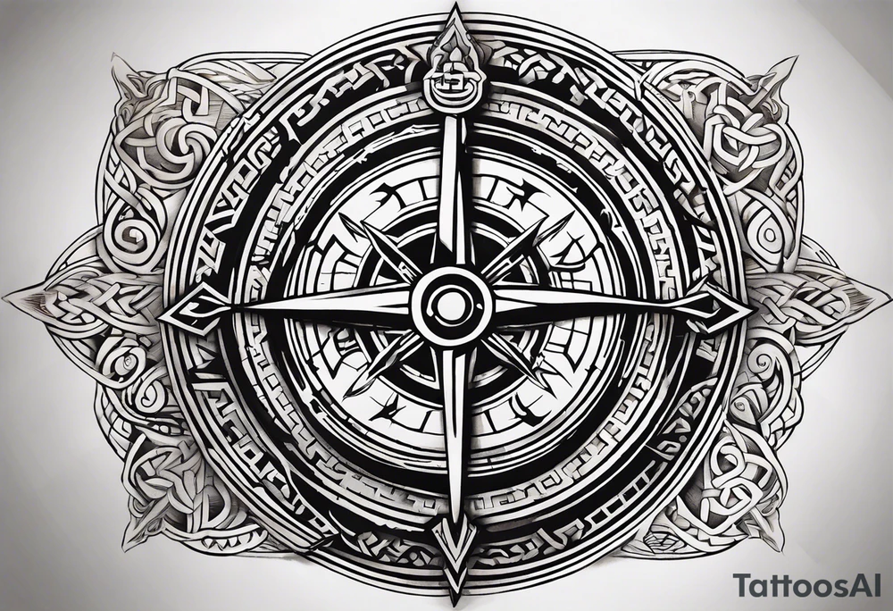Viking runes and compass tattoo idea