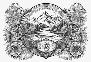 symbols representing adventure and karma, with flowing elements to signify your go-with-the-flow attitude. tattoo idea