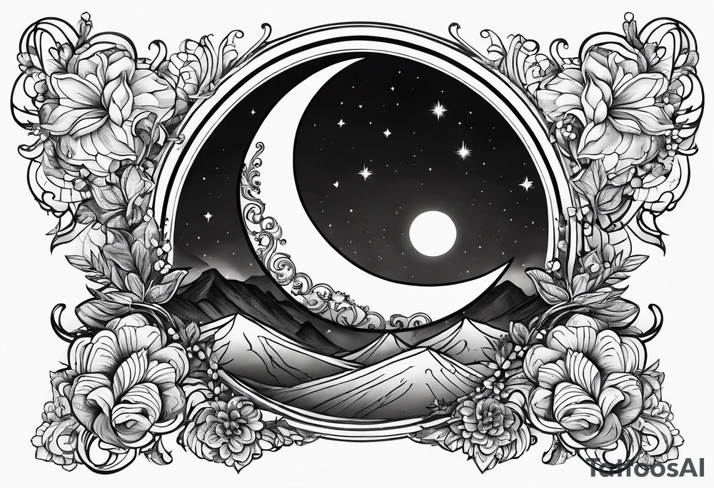 Crescent moon with a love heart inside tattoo idea