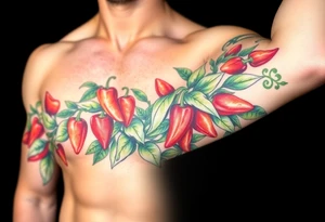 Super hot pepper plants tattoo idea