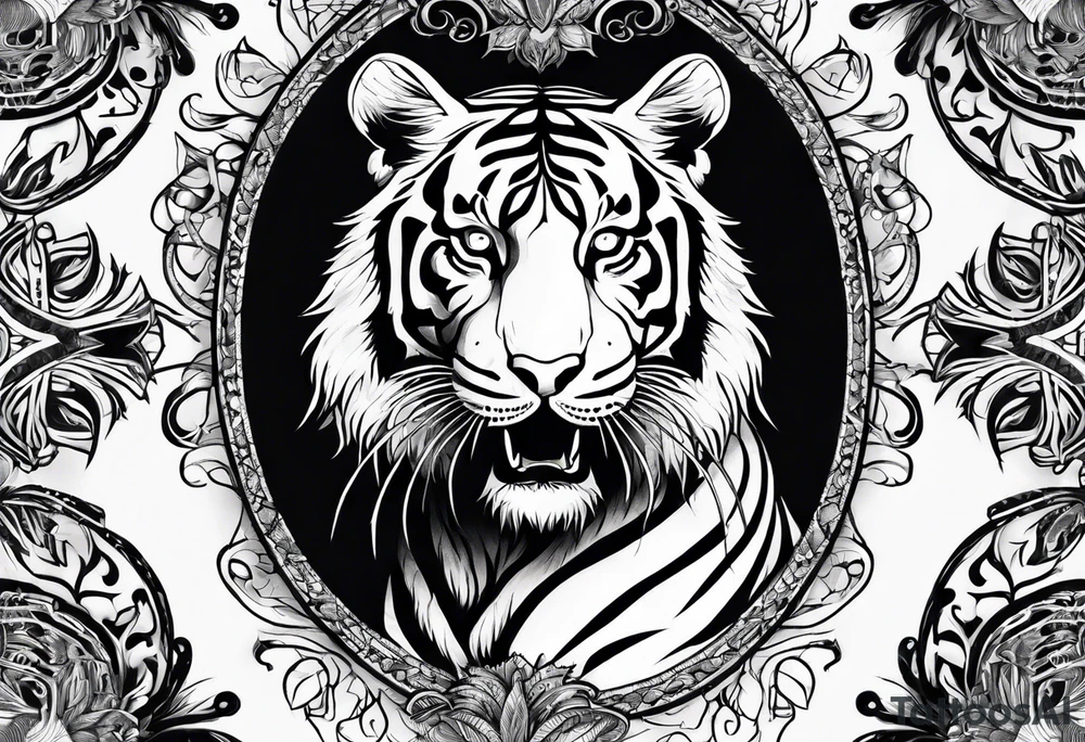 tiger skeleton body hunting tattoo idea