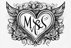 Simple Heart with the letters MS inside tattoo idea