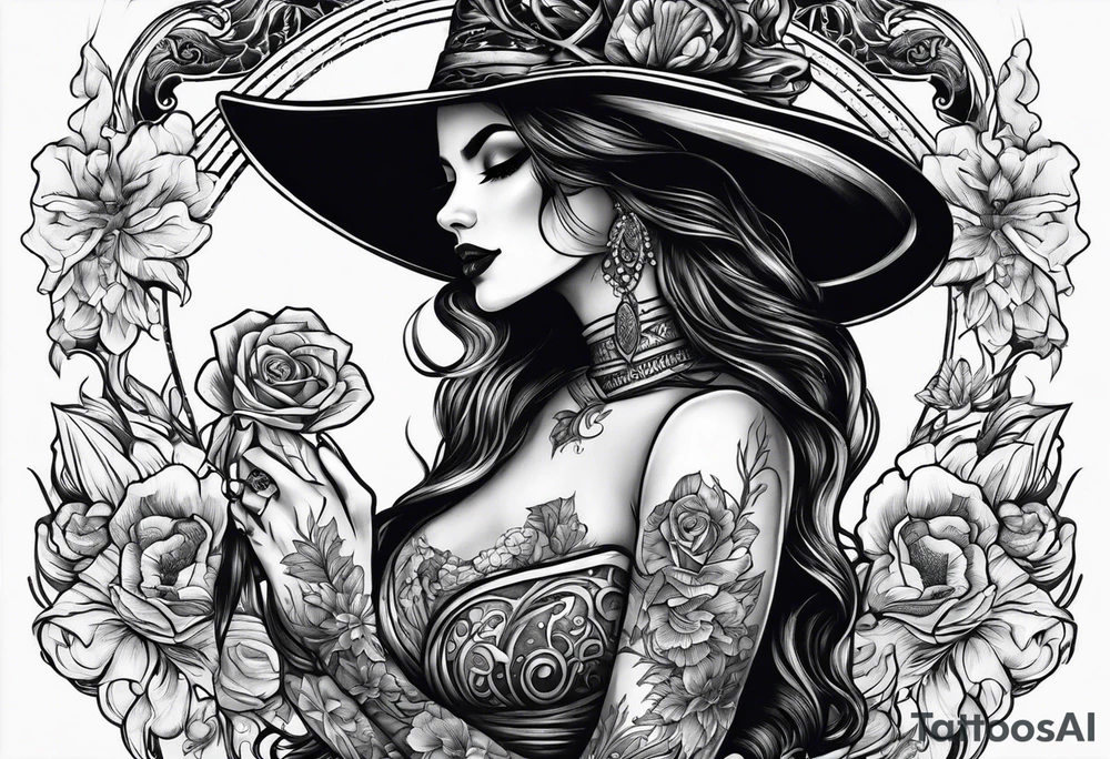 woman dancing with death tattoo idea