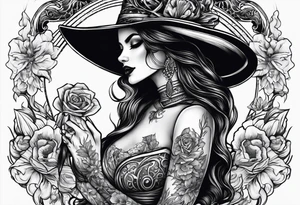 woman dancing with death tattoo idea