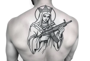 Saint Barbara carrying an M4 rifle tattoo idea