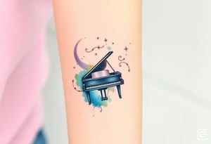 dream grand piano under the stars swirl tattoo idea