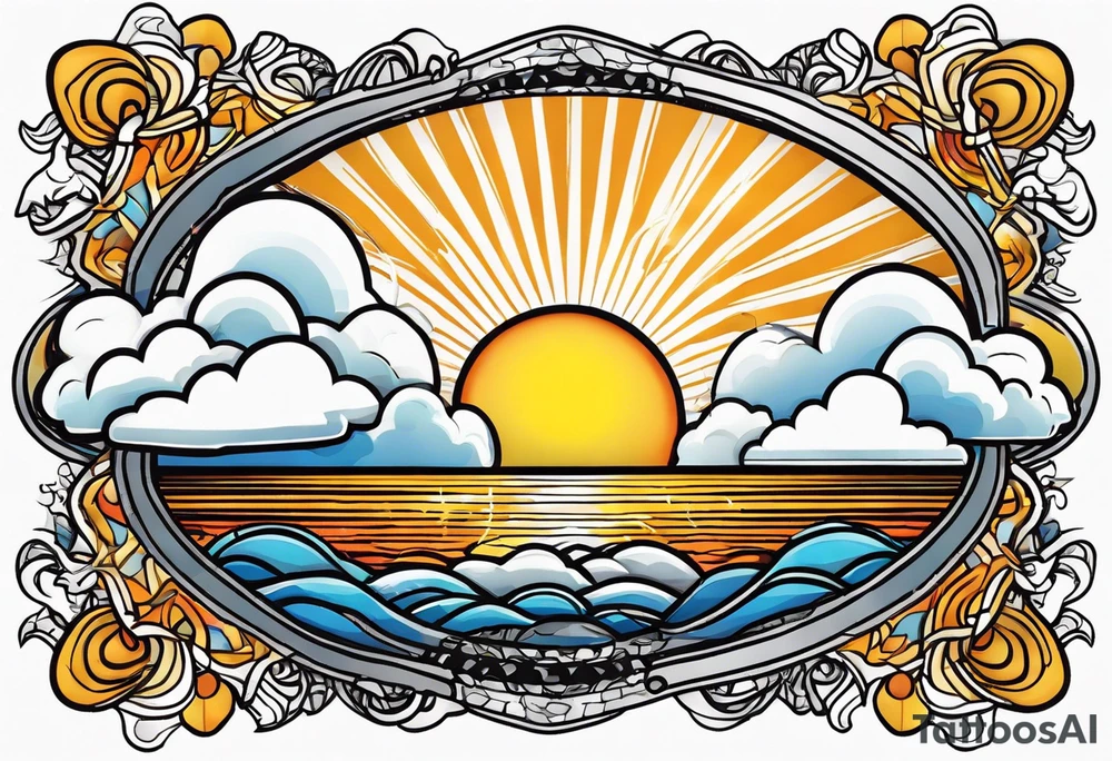 sunshine with beams coming out of clouds tattoo idea