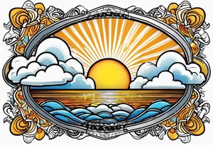 sunshine with beams coming out of clouds tattoo idea