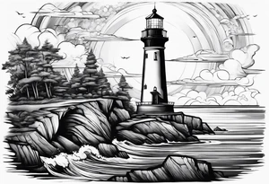 blade, saturn, lighthouse tattoo idea