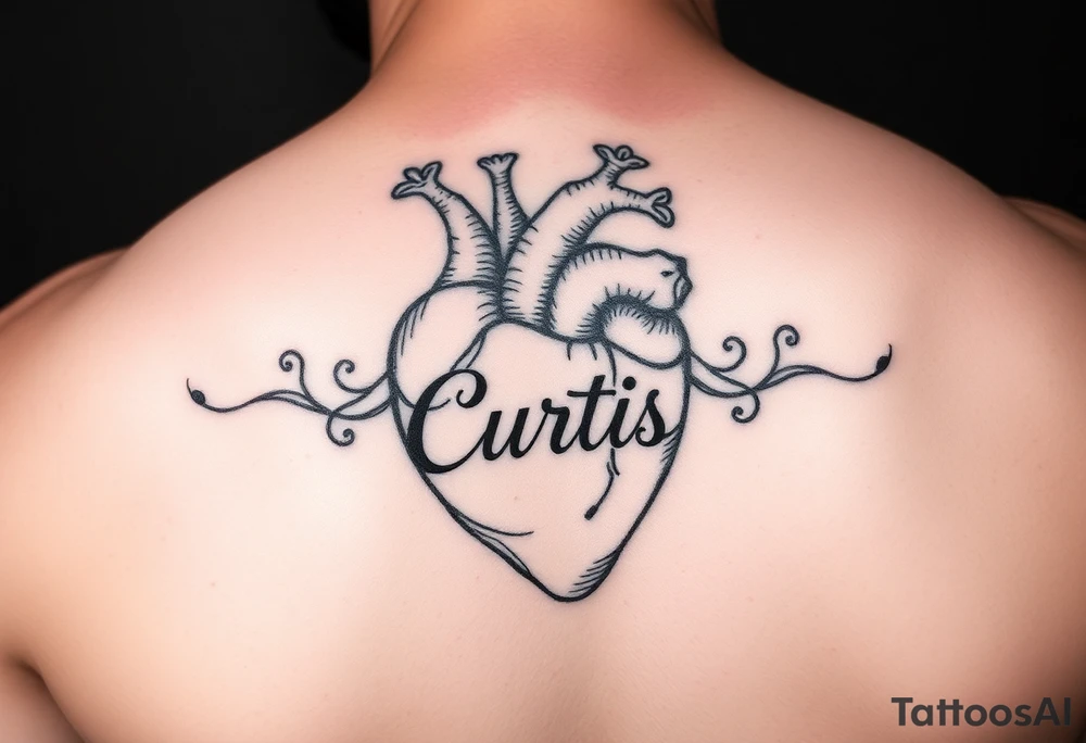 heart tattoo with the name Curtis tattoo idea