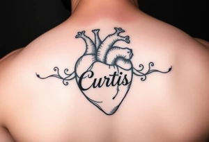 heart tattoo with the name Curtis tattoo idea