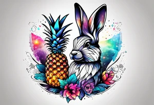 Animals in Amsterdam featuring colours of the universe and galaxies and pineapple tattoo idea