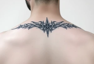 Ornamental thin line shoulder tattoo idea